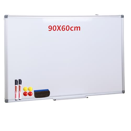 Whiteboard Magnetic Wall Mounted Aluminium Board Dry Erase for Office Home School in 2 Sizes (90 x 60cm)