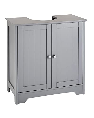 HYGRAD BUILT TO SURVIVE Bamboo Wooden Free Standing Bathroom Vanity Unit Under Sink Basin Cabinet Shelf Organiser In Grey Colour