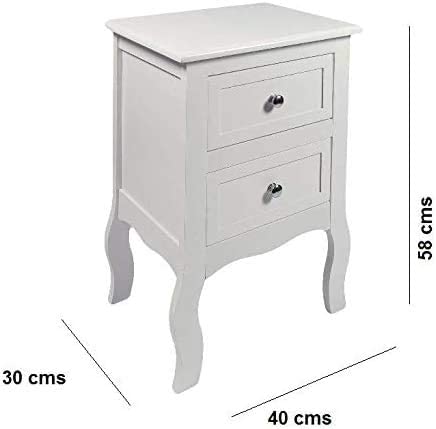 HYGRAD BUILT TO SURVIVE 2 x Chic White Wooden Free Standing Bedroom Bedside Table Unit Cabinet Nightstand with 2 Drawers