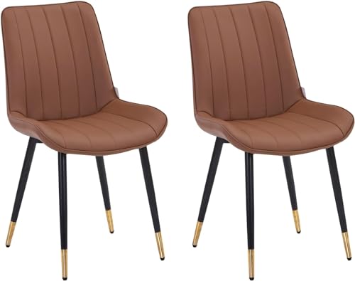 HYGRAD BUILT TO SURVIVE 2 x Faux PU Leather Accent Padded Cushioned Dining Office Living Room Chairs With Chrome Legs In 4 Colours (Brown)
