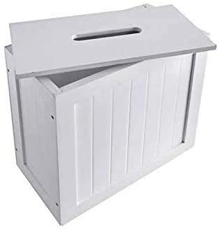 HYGRAD BUILT TO SURVIVE White Bamboo Wood Slimline Bathroom Toilet Tissue Rolls Spray Storage Unit Cabinet Shaker