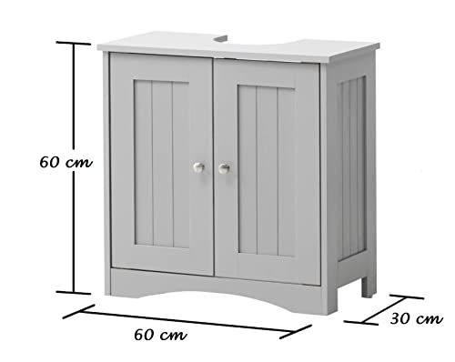 HYGRAD BUILT TO SURVIVE Bamboo Wooden Free Standing Bathroom Vanity Unit Under Sink Basin Cabinet Shelf Organiser In Grey Colour