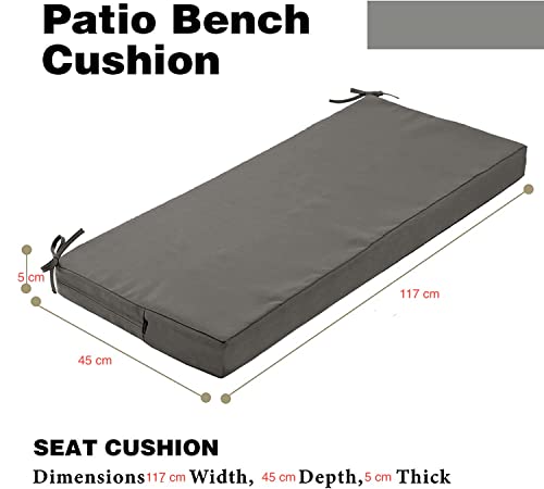 Outdoor Bench Patio Bench Cushion Indoor, Patio Furniture Chair Cushion Bench Pad, Porch Swing Cushion with Ties, Window Seat Sofa Garden Replacement Loveseat Sizes: 108/117cm (117 x 45 x 5 cm)