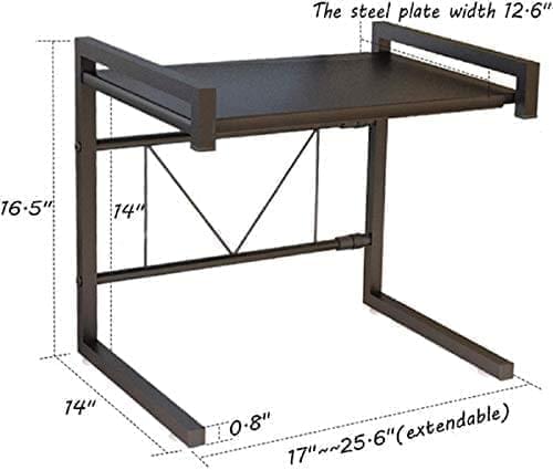 2 Tier Over Microwave Oven Shelf Storage Solution Organiser Stand Utensil Holder Counter Shelf and Organizer with 3 Hooks Carbon Steel 55lbs Weight Capacity Matte Black