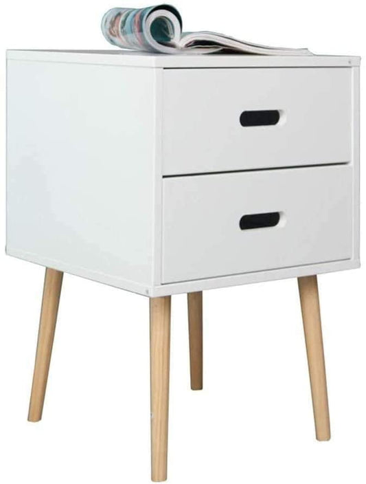 HYGRAD BUILT TO SURVIVE Nightstand Retro White Wooden Bedroom Bedside Table Cabinet Storage With 2 Drawers