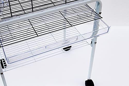 White Large 131cm Open Top Transparent Clear Rolling Portable Metal Bird Cage With Wheels & Tray For Cockatiel Cockatoo Parrot Budgie