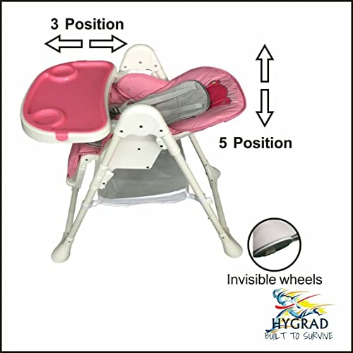 Portable 3 in 1 Baby Toddler Infant Reclining High Chair Feeding Tray Table Pink