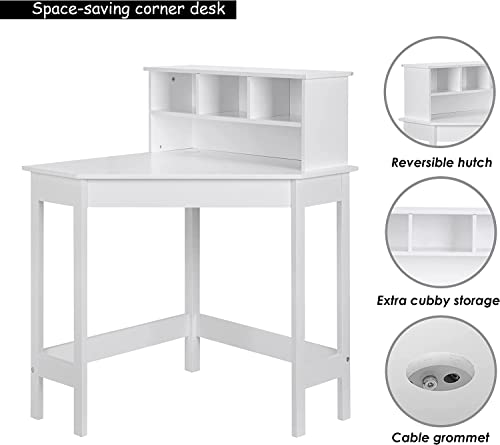 HYGRAD® White Study Table and 1 Chairs for Kids Unisex Xmas, Wooden Study Desk with Chair for Children, Writing Desk with Storage and Hutch Shelves for Home School with Tidy Shelf Organiser