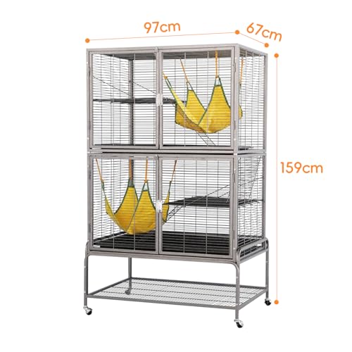 Large Double Story Levels Metal Portable Rolling Pet Ferret Cat Chincilla Rat Small Animal Playpen Cage