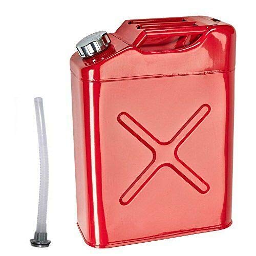 HYGRAD BUILT TO SURVIVE 20L 5 Gallon Steel Fuel Gasoline Petrol Diesel Water Jerry Can Tank Container Backup Storage Gasoline Metal Cans with Spout for Storage Fuel Petrol Diesel Oil Container