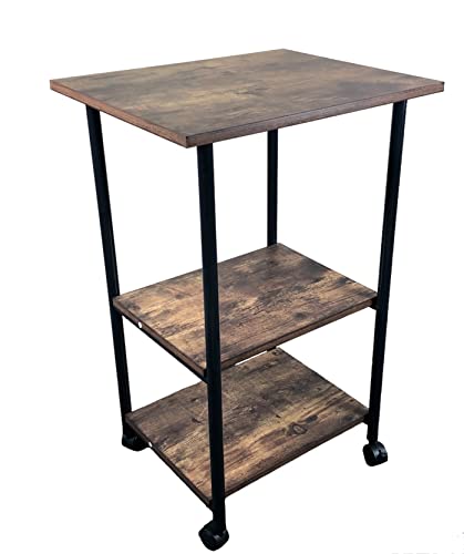 HYGRAD BUILT TO SURVIVE Mobile Printer Stand with Storage, Record Player Stand, Printer Table, Printer Trollely On Wheels, 3-Tier Printer Cart, for Laser Pinter, Home Office, Rustic Brown