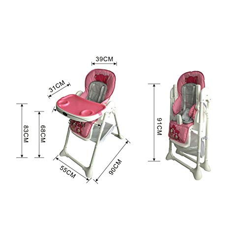 Portable 3 in 1 Baby Toddler Infant Reclining High Chair Feeding Tray Table Pink