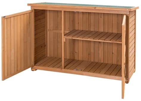 Wooden 128 cm Wide Large Outdoor Garden Storage Toll Shed Cabinet Cupboard Lockable Double Doors