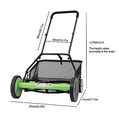 Hand Push Lawnmower - Manual Lawn-Mower With 40cm Cutting Width, 35L Grass Box, 6 Cutting Height Levels - Walk-Behind Lawn Mower For Small Gardens (40 cm Cutting Width)