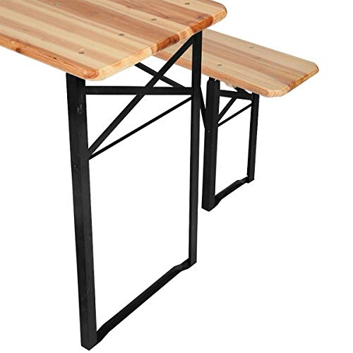 HYGRAD BUILT TO SURVIVE 3 Piece 180 cm Wooden Portable Folding Picnic Beer Bench Table Trestle Outdoor Living Pub Furniture Set