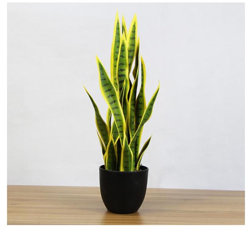 HYGRAD BUILT TO SURVIVE Tall Green Indoor Outdoor Artificial Faux Fake Decorative Home Office Exotic Tropical Plant (Snake Plant sansevieria 90cm)