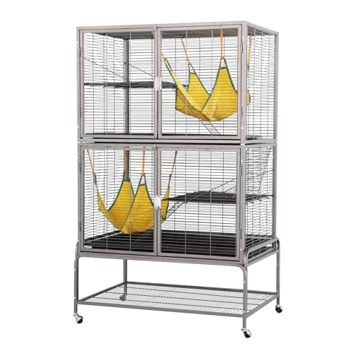 Large Double Story Levels Metal Portable Rolling Pet Ferret Cat Chincilla Rat Small Animal Playpen Cage