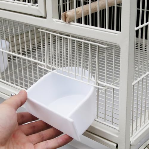 42" Single Stackable Deep & Wide Breeding Center Divider Nest Box Bird Rolling Stand Cage Divided Breeder Parakeet Bird Cage for Canary Cockatiel Parrot Lovebird (White 95.5x45.5x105cm)