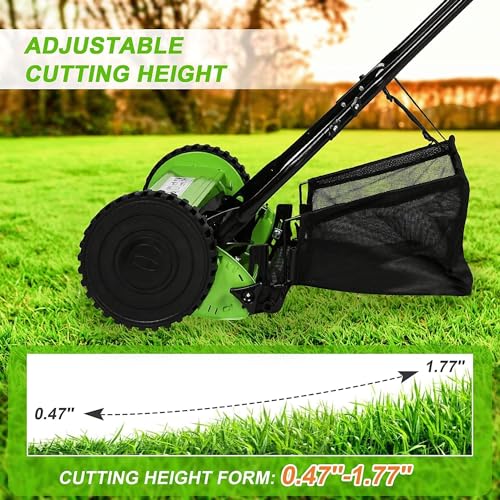 Hand Push Lawnmower - Manual Lawn-Mower With 30cm Cutting Width, 16L Grass Box, 4 Cutting Height Levels - Walk-Behind Lawn Mower For Small Gardens (30 cm Cutting Width)