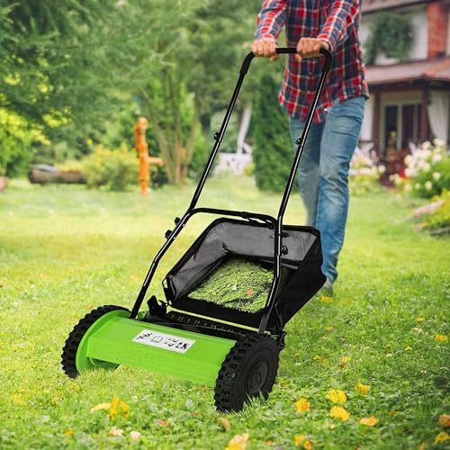 Hand Push Lawnmower - Manual Lawn-Mower With 30cm Cutting Width, 16L Grass Box, 4 Cutting Height Levels - Walk-Behind Lawn Mower For Small Gardens (30 cm Cutting Width)