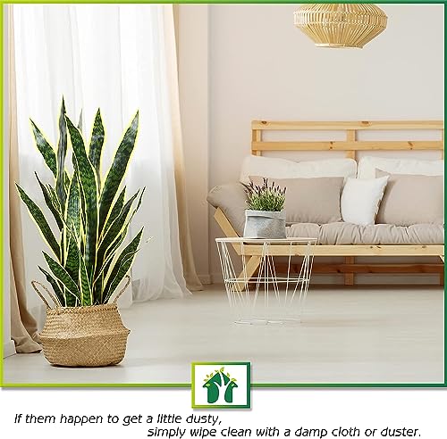 HYGRAD BUILT TO SURVIVE Tall Green Indoor Outdoor Artificial Faux Fake Decorative Home Office Exotic Tropical Plant (Snake Plant sansevieria 90cm)