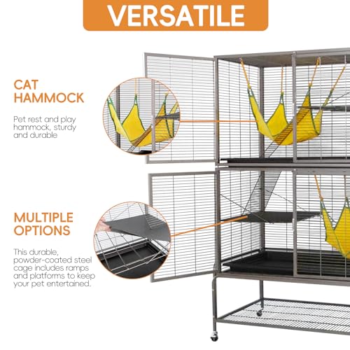 Large Double Story Levels Metal Portable Rolling Pet Ferret Cat Chincilla Rat Small Animal Playpen Cage