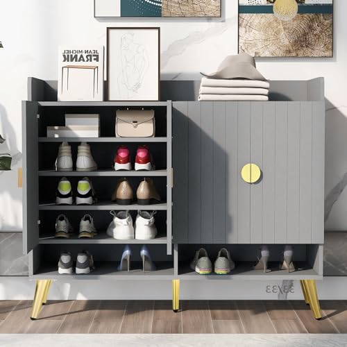 HYGRAD BUILT TO SURVIVE Shoe Cabinet Hallway Shoe Storage Rack Cupboard Organiser Shelf Stand Holder Storage Unit Hall Cabinet Sonoma Engineered Wood (Grey)