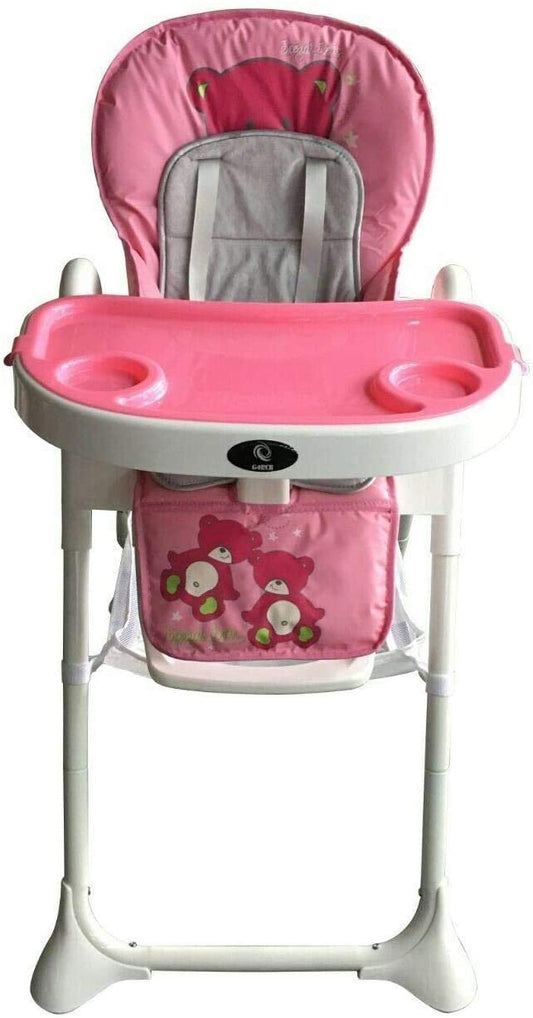 G4RCE Foldable 3 in 1 Baby Toddler Child Kids Infant Highchair Feeding Recliner Adjustable Seat Chair in Pink & Blue