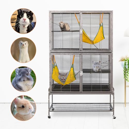 Large Double Story Levels Metal Portable Rolling Pet Ferret Cat Chincilla Rat Small Animal Playpen Cage