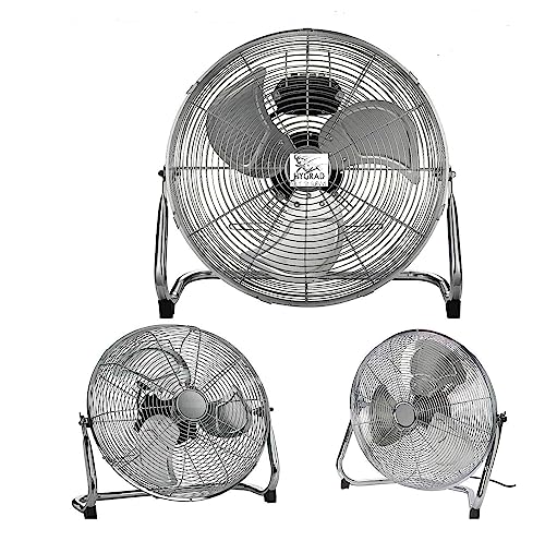 HYGRAD BUILT TO SURVIVE 18" Inches 3 Speed 100W Metal Silver Chrome Free Standing Portable Floor Oscillating Tilt Air Cooling Fan With Carry Handle For Home Office