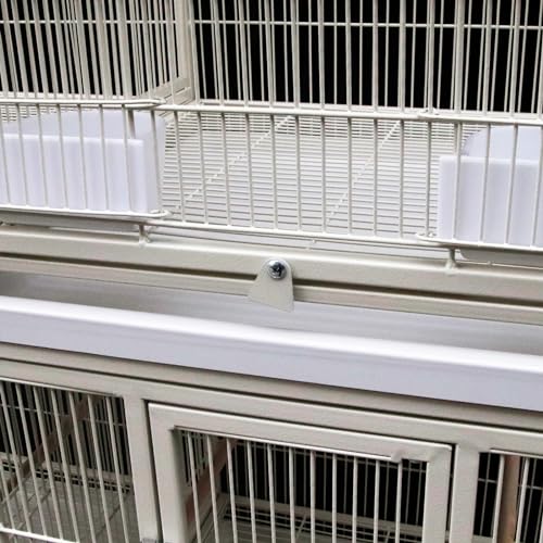 42" Single Stackable Deep & Wide Breeding Center Divider Nest Box Bird Rolling Stand Cage Divided Breeder Parakeet Bird Cage for Canary Cockatiel Parrot Lovebird (White 95.5x45.5x105cm)