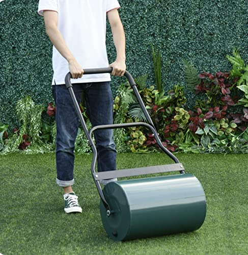 HYGRAD BUILT TO SURVIVE 65L Heavy Duty Garden Lawn Roller Sand Water Filled Barrel Metal Drum For Grass Seed with Removable Drain Plug, Scraper Bar, Heavy Duty Metal Lawn Push Rolling Tool Leveller