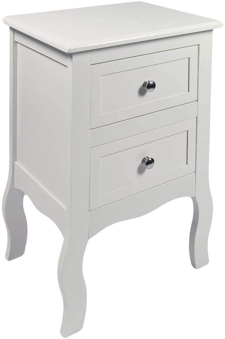 HYGRAD BUILT TO SURVIVE 2 x Simple & Elegant White Wooden Free Standing Bedroom Bedside Table Unit Cabinet Nightstand with 2 Drawers