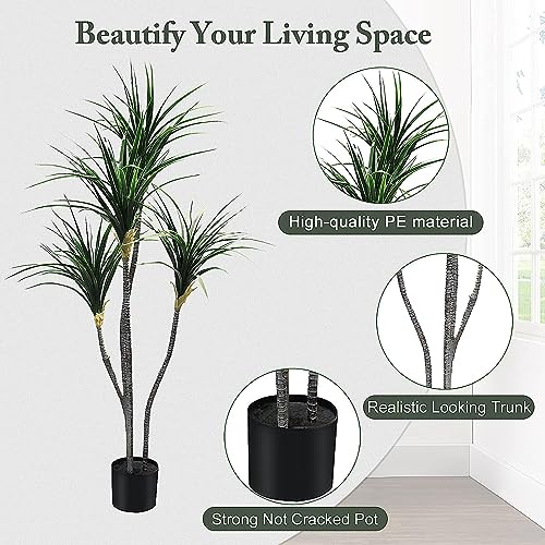 HYGRAD BUILT TO SURVIVE Tall Green Indoor Outdoor Artificial Faux Fake Decorative Home Office Exotic Tropical Plant (Dracaena Draco 150cm)