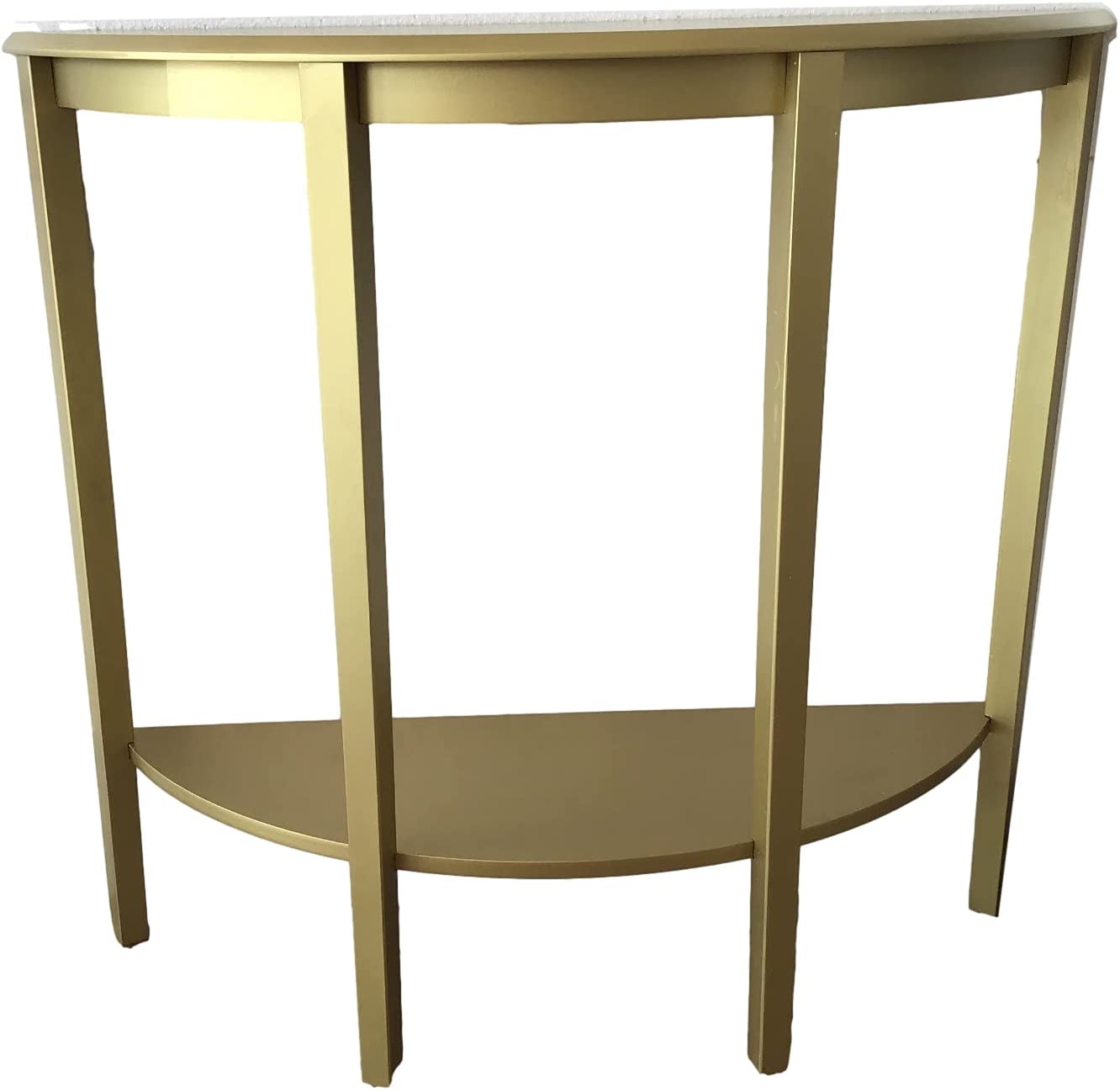 Wooden Half Moon Console Table Hallway 1 Shelf Storage Furniture Unit Table In Gold