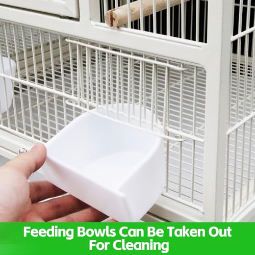 42" Single Stackable Deep & Wide Breeding Center Divider Nest Box Bird Rolling Stand Cage Divided Breeder Parakeet Bird Cage for Canary Cockatiel Parrot Lovebird (White 95.5x45.5x105cm)