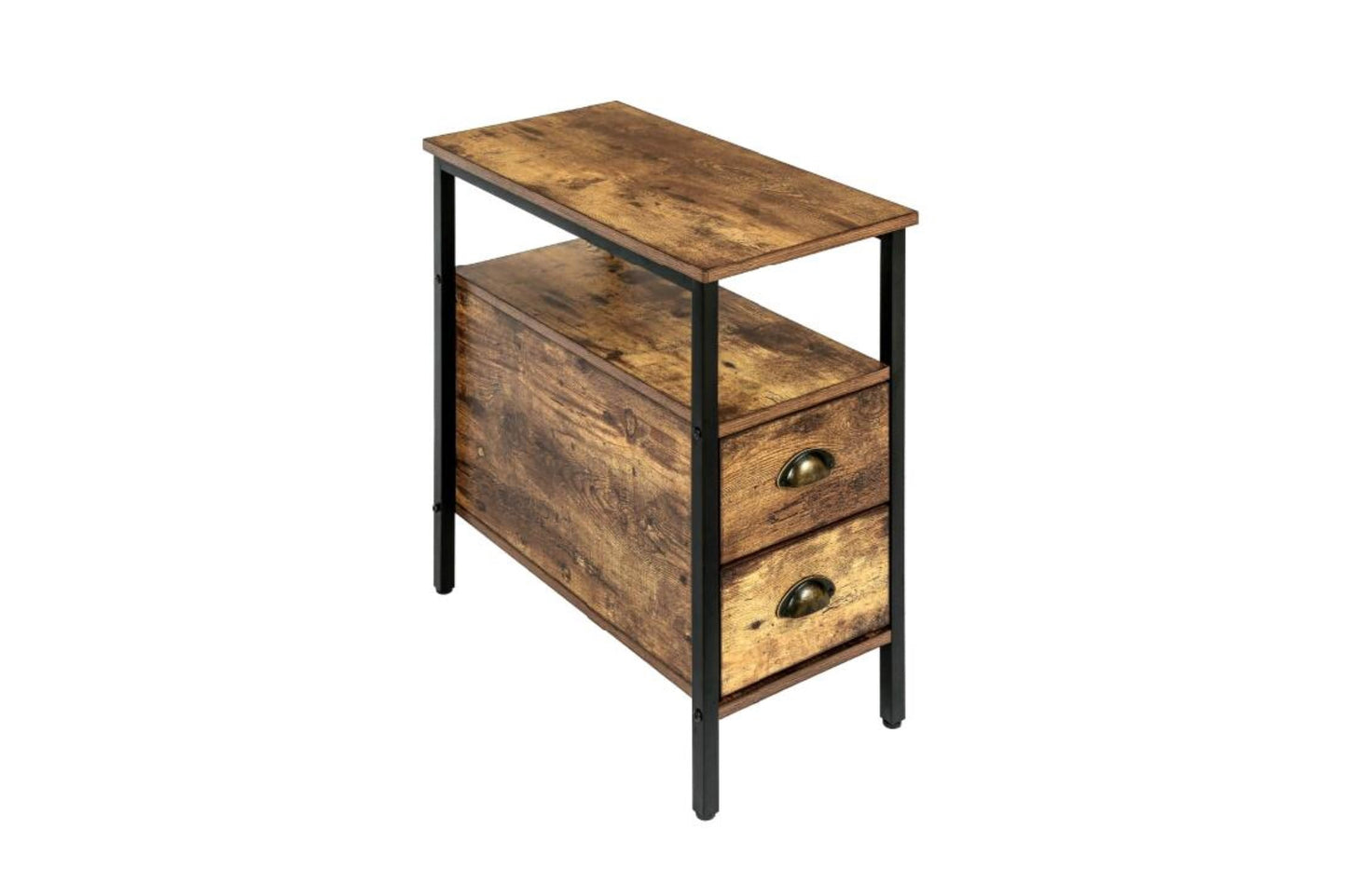 HYGRAD BUILT TO SURVIVE Industrial Look Rustic Wooden Narrow Space Saving End Bed Side Coffee Table Nightstand With 2 Drawers