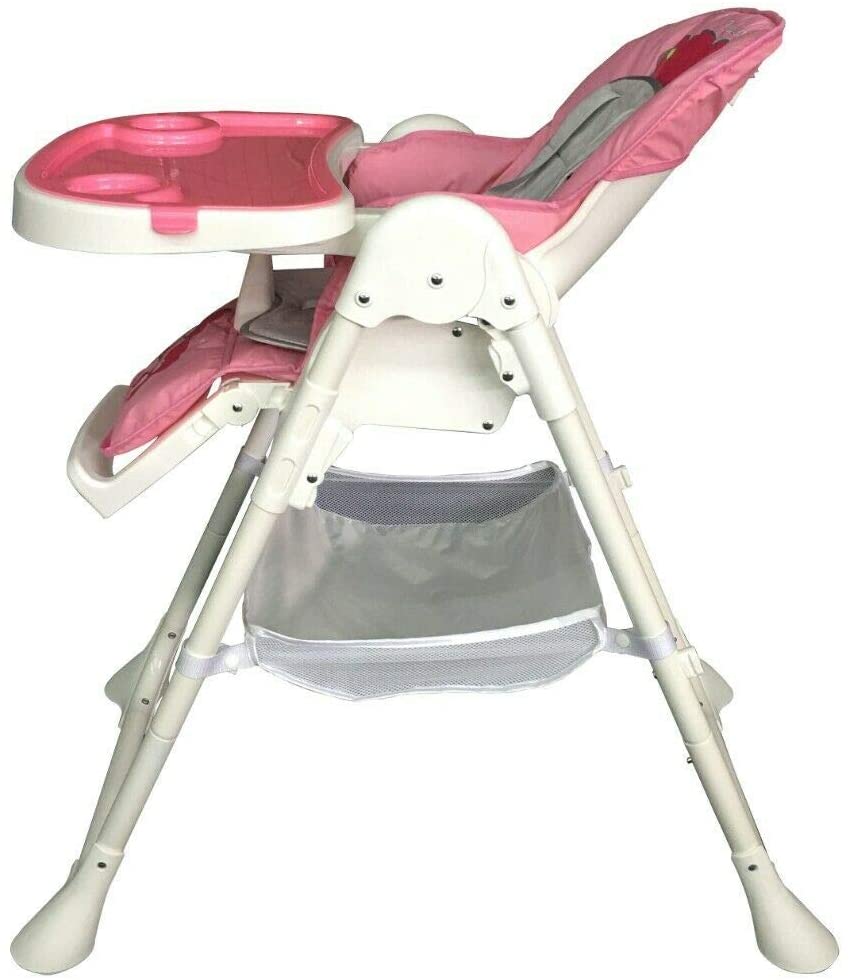 G4RCE Foldable 3 in 1 Baby Toddler Child Kids Infant Highchair Feeding Recliner Adjustable Seat Chair in Pink & Blue
