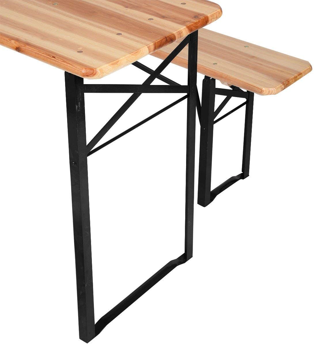 HYGRAD BUILT TO SURVIVE Large 3 Piece Wooden Folding Picnic Beer Table Bench Trestle Patio Outdoor Garden Pub 120 x 50 x 75 cms