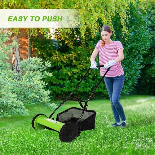 Hand Push Lawnmower - Manual Lawn-Mower With 30cm Cutting Width, 16L Grass Box, 4 Cutting Height Levels - Walk-Behind Lawn Mower For Small Gardens (30 cm Cutting Width)