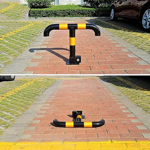 2 x Steel Removable Folding CAR Security Parking Driveway Vehicle Post Bollards Includes Locks and Bolts – Anti Theft Security Post Bollard Parking Barrier (T Shape)