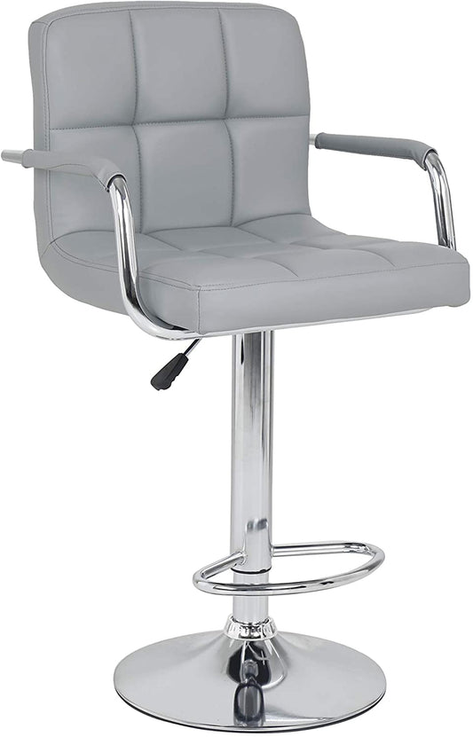 HYGRAD BUILT TO SURVIVE 2 x PU Leather Breakfast Lounge Bar Kitchen Pub Rolling Swivel Chair Stool Seat In Grey Colour