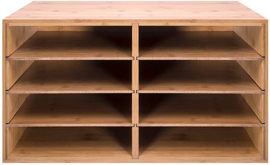 File A4 Paper Hygrad Large Bamboo Desktop File Sorter A4 Document Desk Tidy Organisers Storage 8 Compartments, 49 x 31 x 25cm