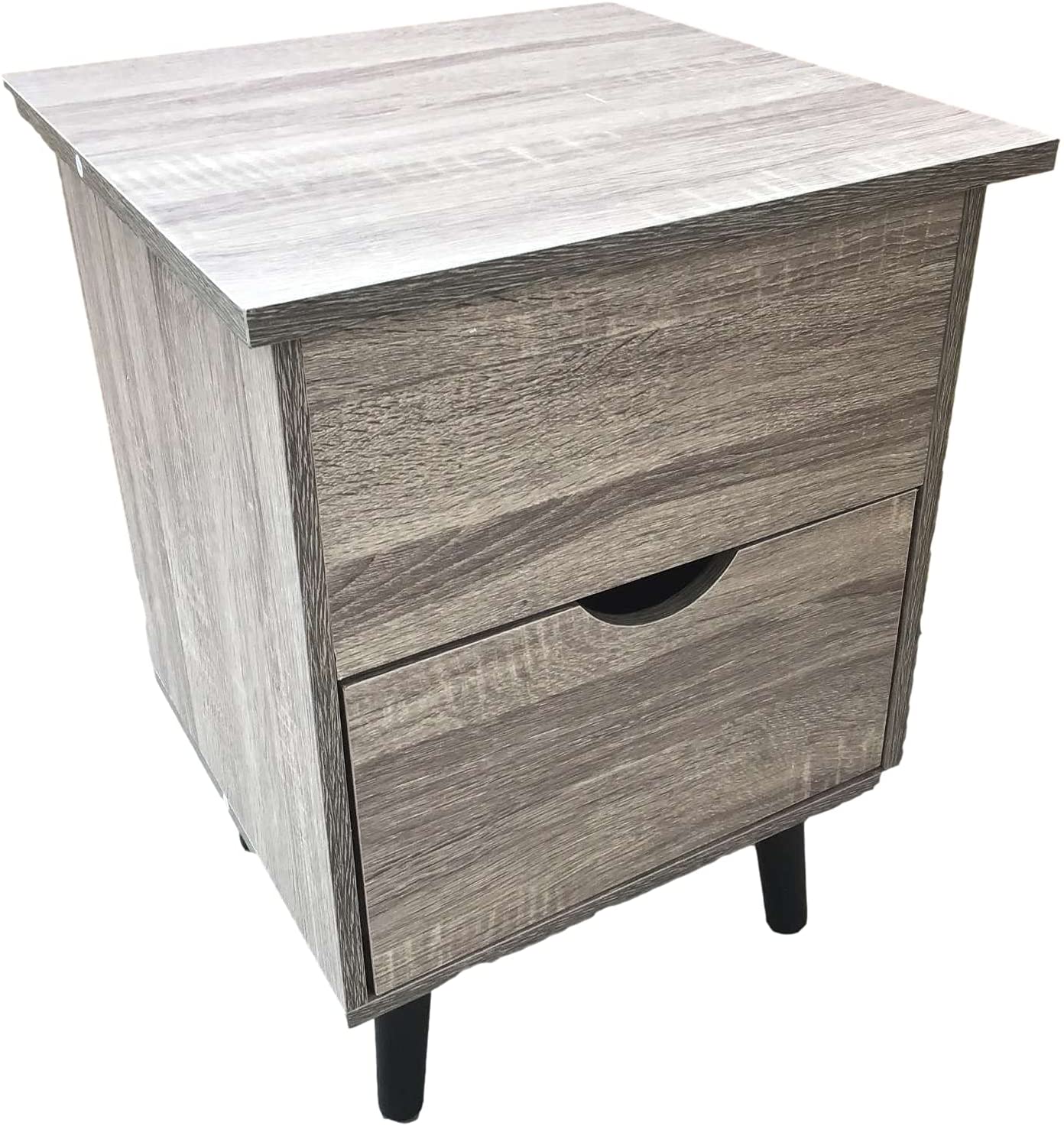 Wooden Brown Extendable Lift Top Bedside Table Nightstand With Storage Drawer