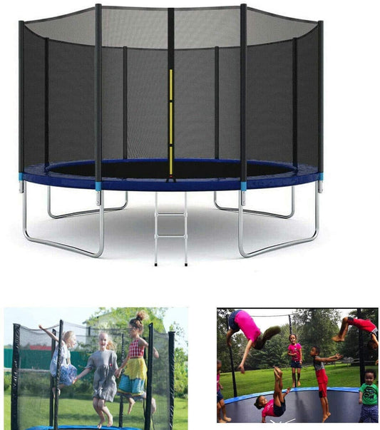 HYGRAD BUILT TO SURVIVE Outdoor Garden Trampoline With Safety Net Enclosure & Step Ladder 3 Sizes