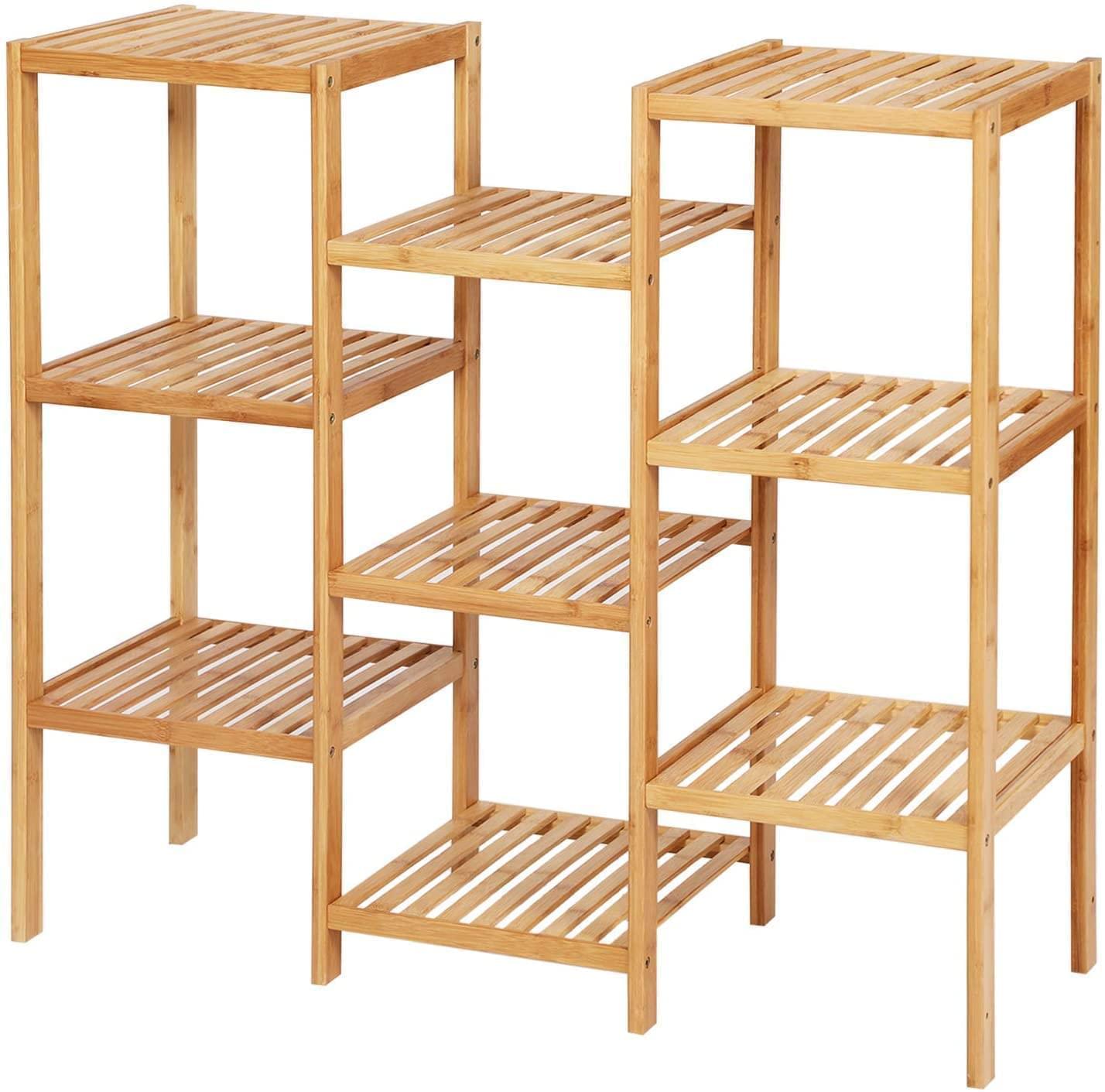 3 in 1 Multifunctional Bamboo Wood Outdoor Indoor Display Shelf Rack Unit Organiser