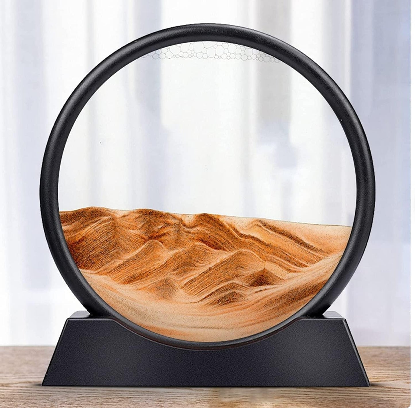 12" Inches 3D Round Glass Moving Flowing Sand Art Display Sandscape Motion Xmas Gift