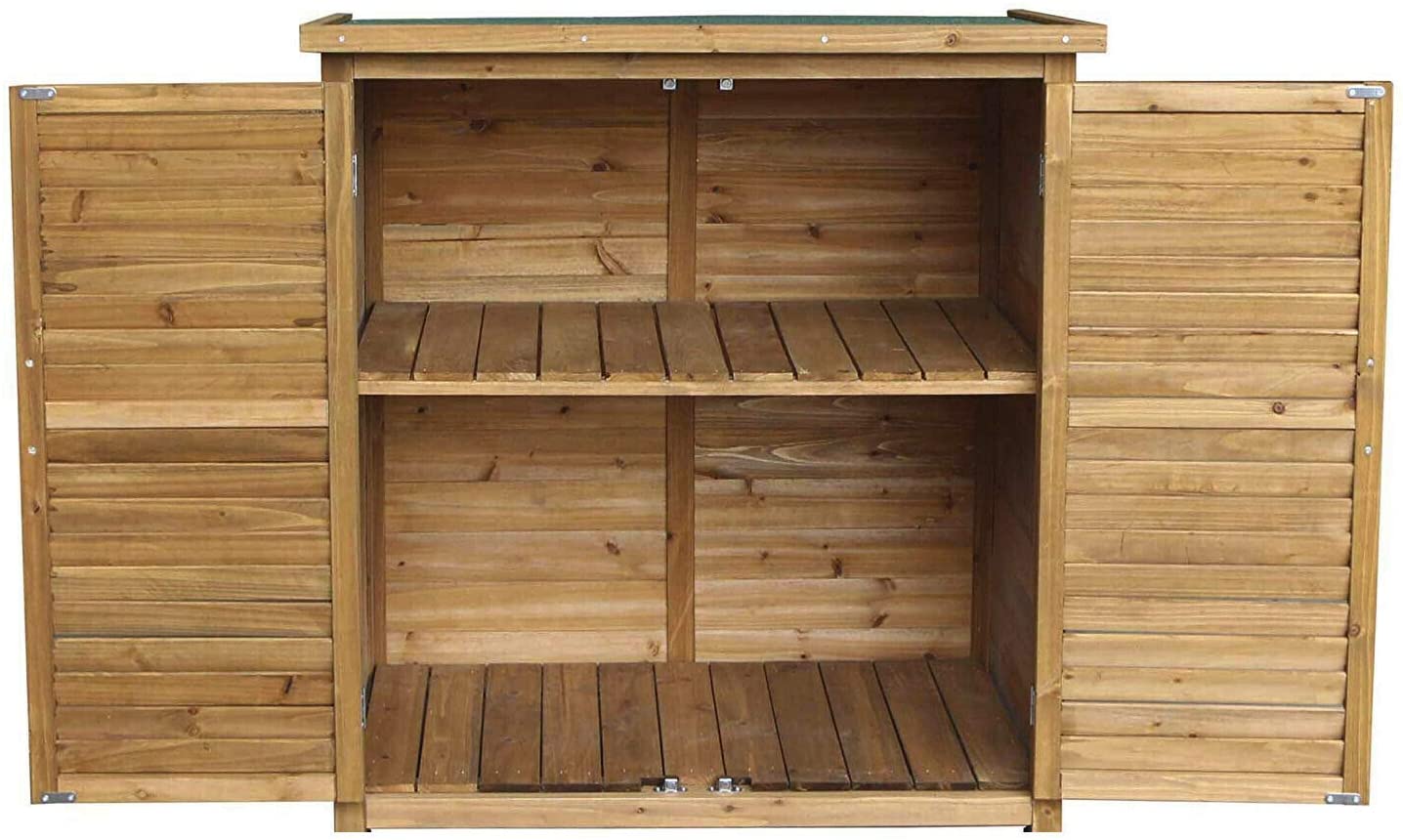 HYGRAD All Weather Wooden Outdoor Garden Lawn Cabinet Tool Shed Shelf Cupboard Storage In 2 Sizes (Large: 87 x 46.5 x 96cm)