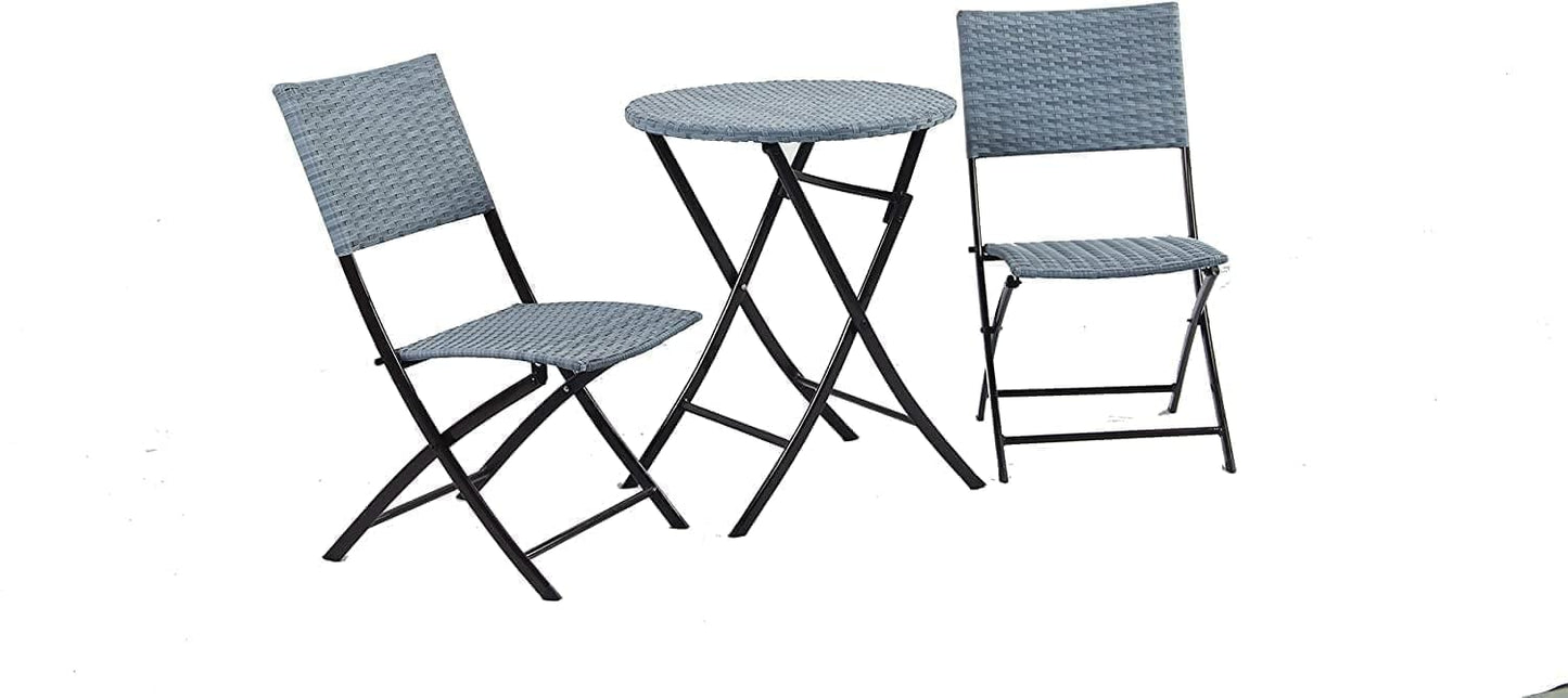 3 Pieces Rattan Wicker Bistro Patio Garden Outdoor Round Folding Table & Chair Set In 2 Colours
