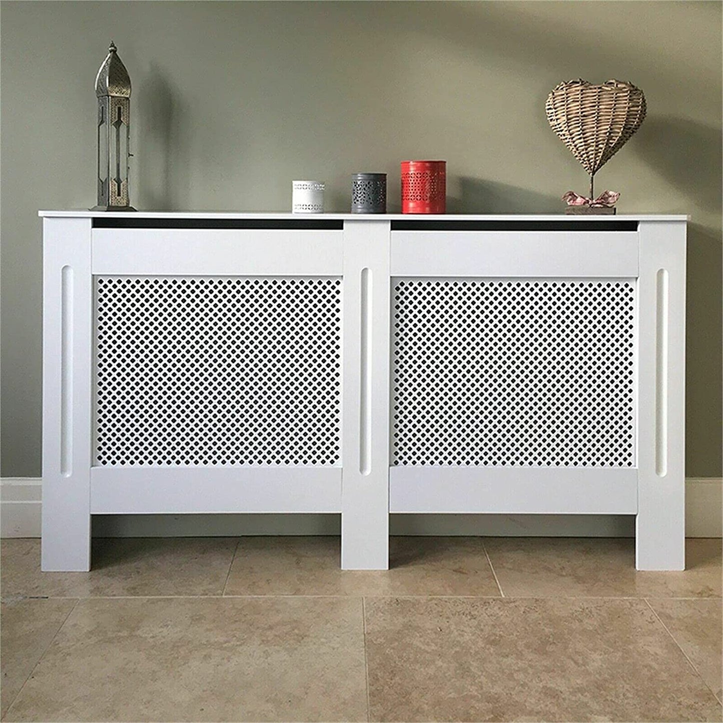 HYGRAD BUILT TO SURVIVE Free Standing Wooden MDF Central Radiator Heater Cover Grill Cabinet Shelf In White & Grey